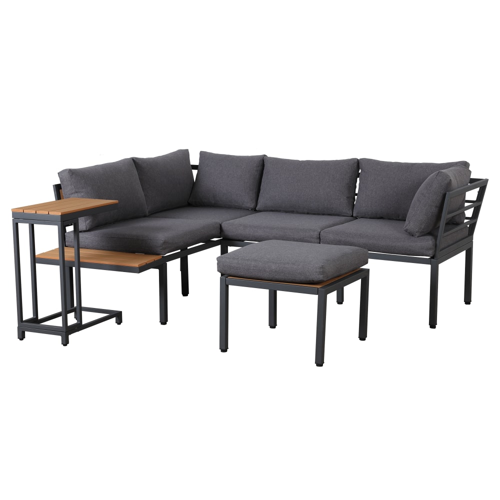 Salon de jardin 5 places en acier gris