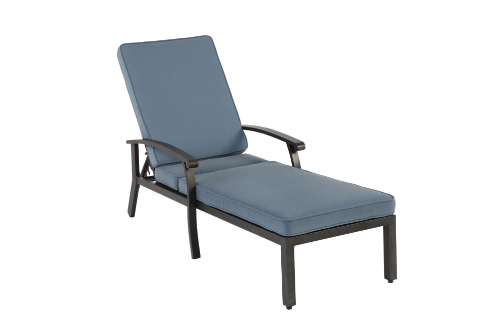 Chaise longue extérieur réglable 5 positions bleu 204x58x100cm