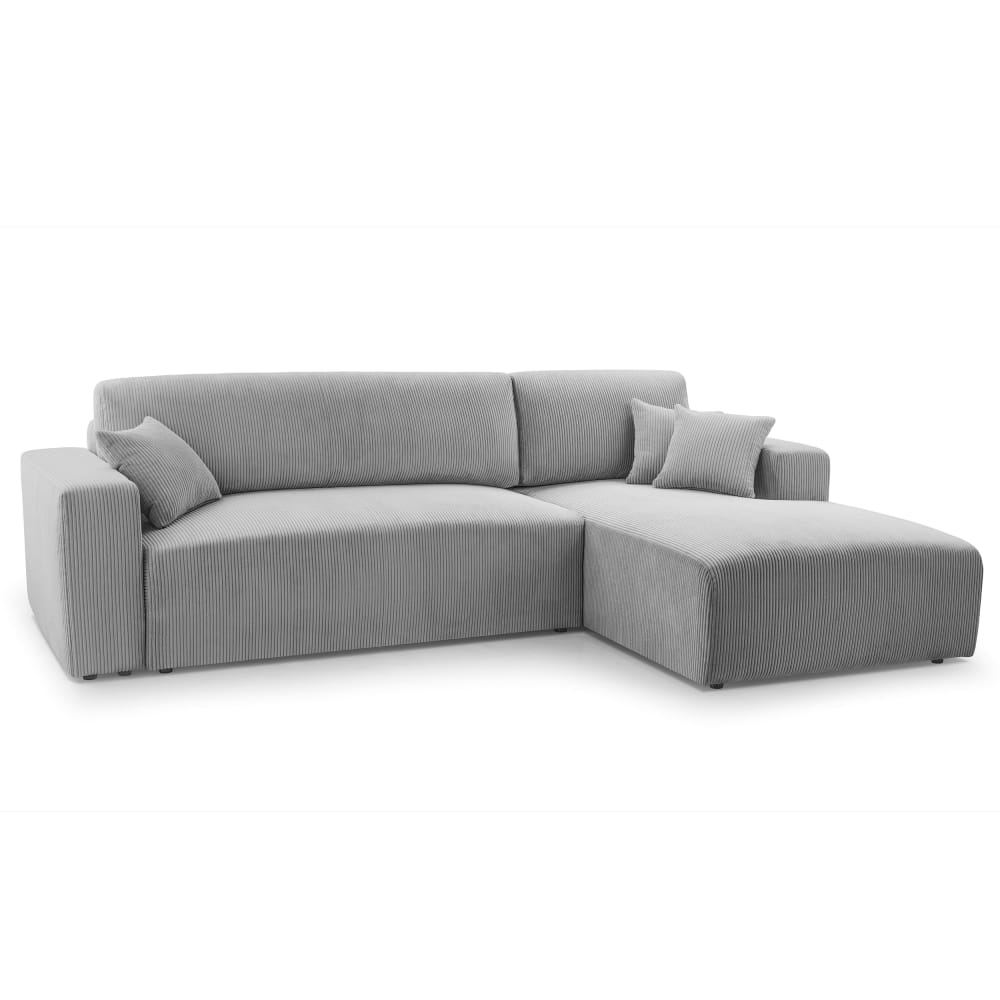 Ax Living Ecksofa mit Schlaffunktion - Rechts aus Cord in Hellgrau - 279 cm style modern - Stoff