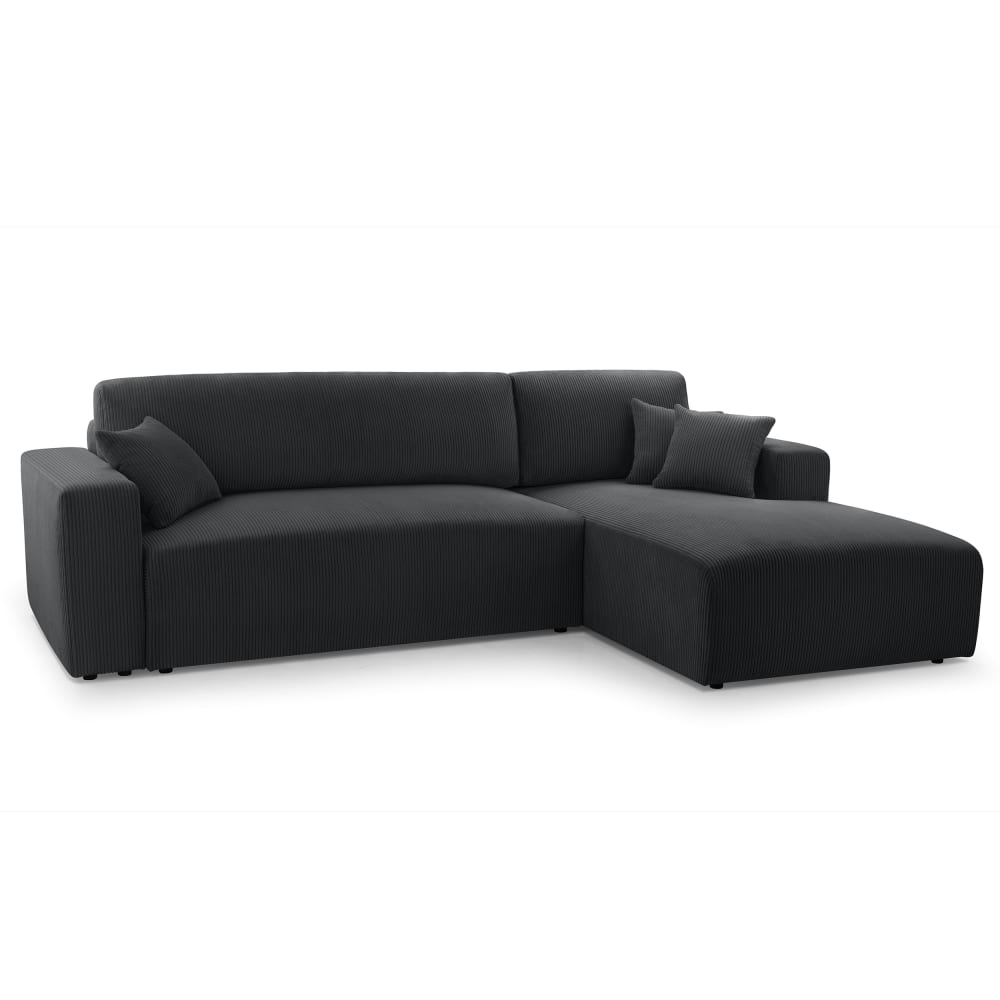 Ax Living Ecksofa mit Schlaffunktion - Rechts aus Cord in Dunkelgrau - 279 cm style modern - Stoff