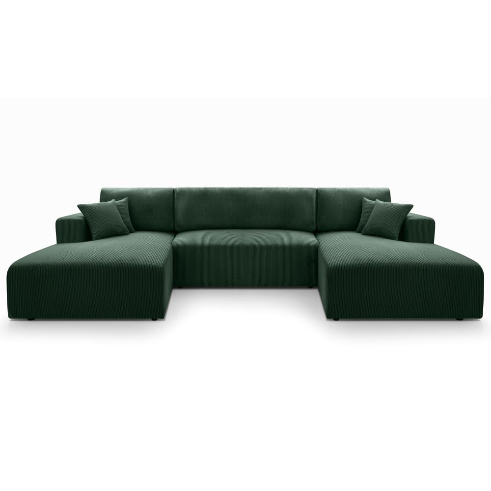 Ax Living Wohnlandschaft mit Schlaffunktion aus Cord in Dunkelgrün - 364 cm style modern - Stoff
