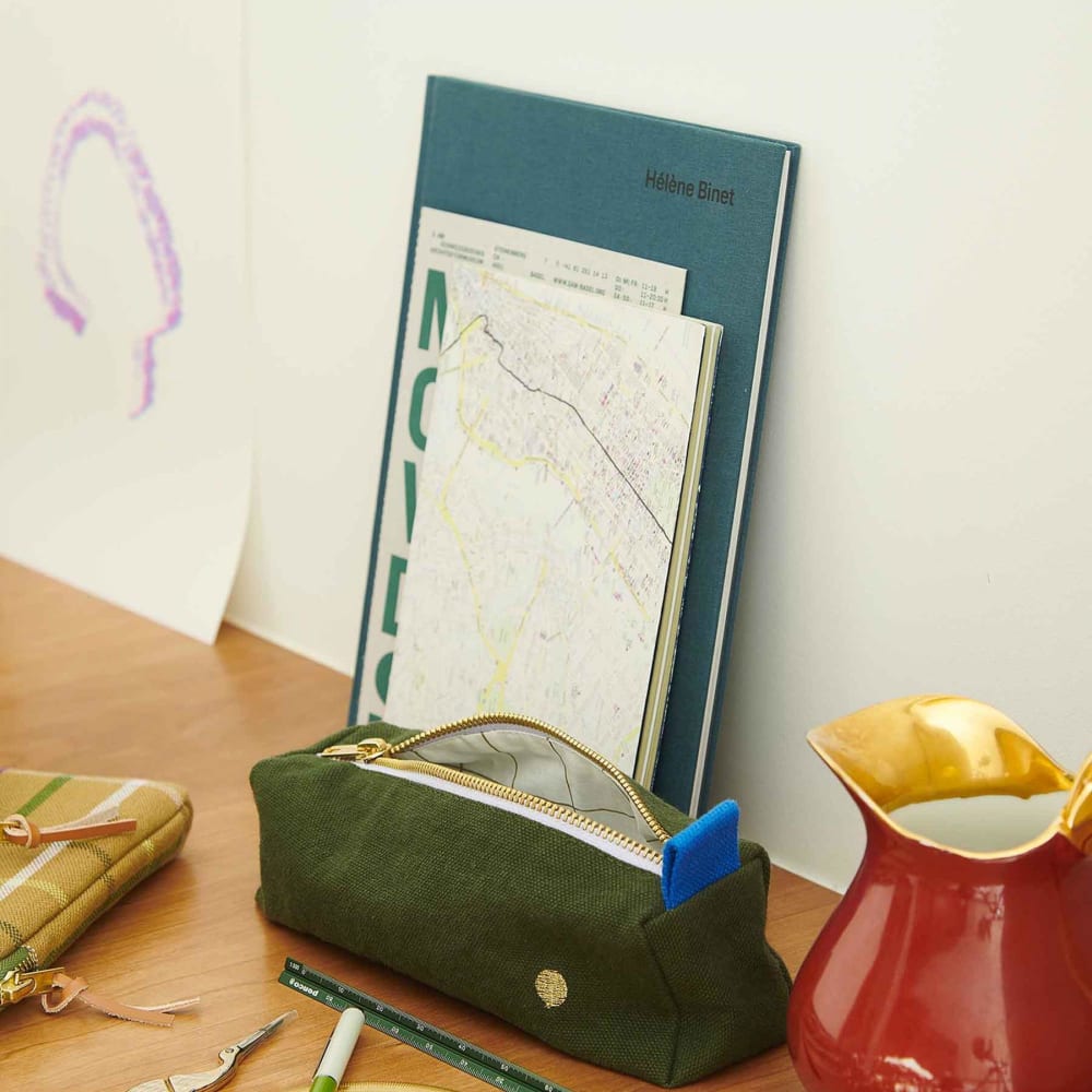 Trousse de bureau  en coton bio kale 6 x 20 x 6 cm - Maisons du Monde