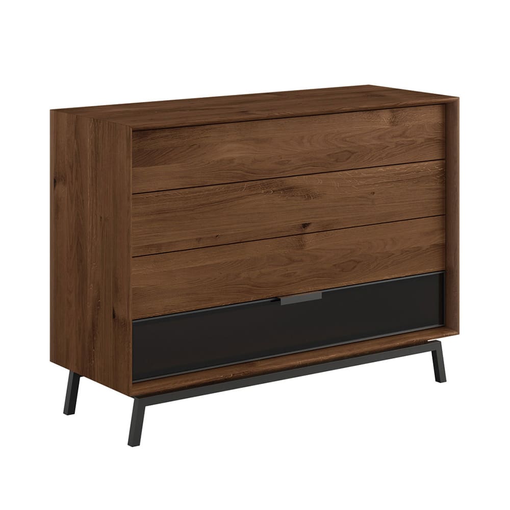 Feldmann-Wohnen Kommode mit Schubladen aus Massivholz 121x45x90cm, eiche tabak style modern Braun