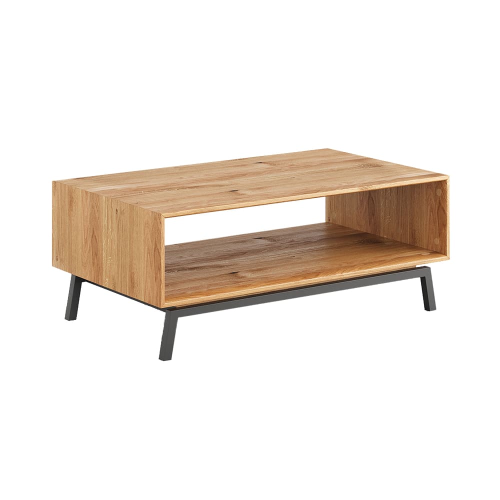Feldmann-Wohnen Couchtisch mit Ablagefläche aus Massivholz 101x60x41cm, eiche natur style modern Braun