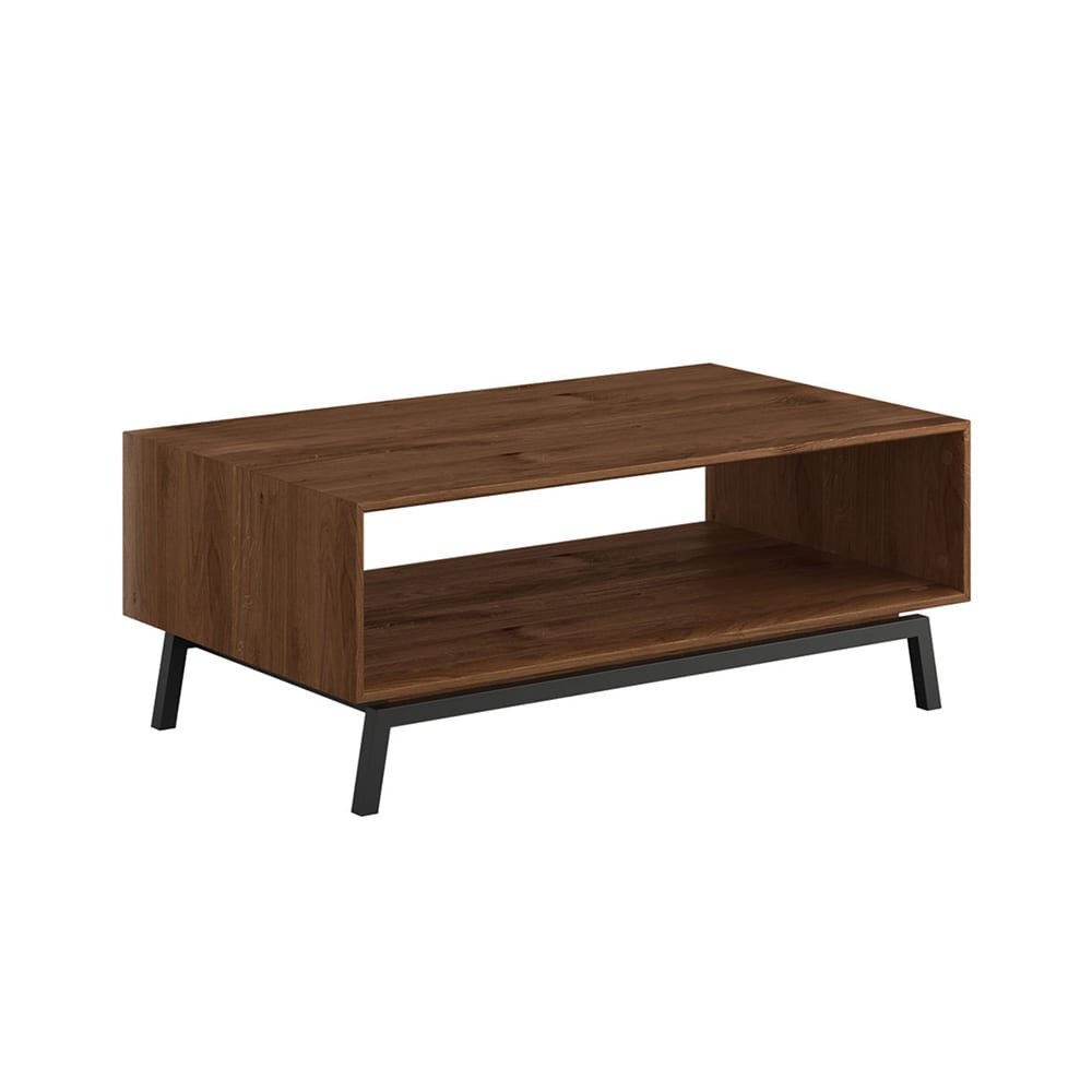 Feldmann-Wohnen Couchtisch mit Ablagefläche aus Massivholz 101x60x41cm, eiche tabak style modern Braun