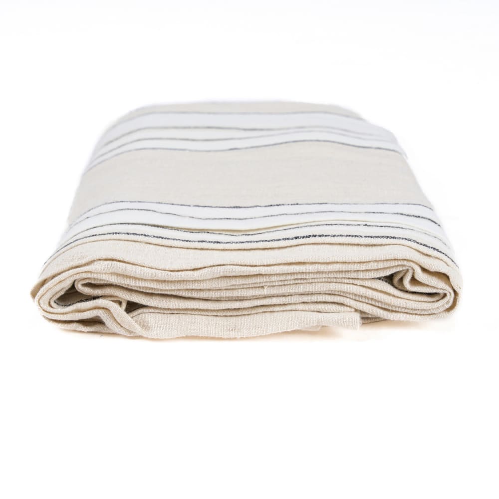 Nappe lin marron-noir-blanc 150x250x2cm