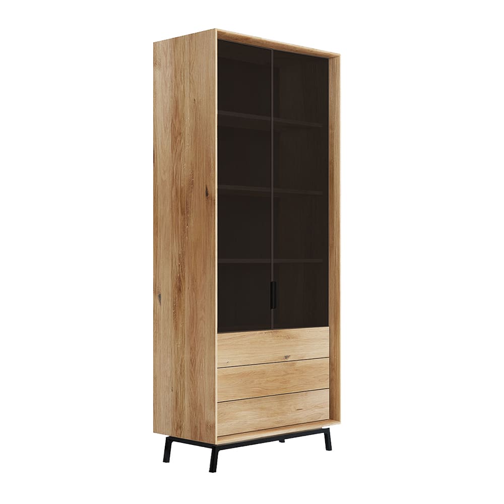 Feldmann-Wohnen Vitrine modernes Design aus Massivholz 100x45x200cm, eiche natur style modern Braun
