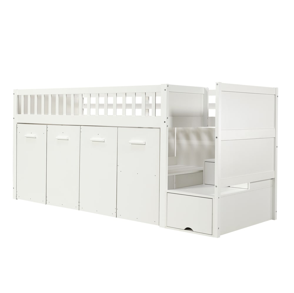 Etagenbett aus Kiefer mit Schreibtisch und Stauraum 90x200