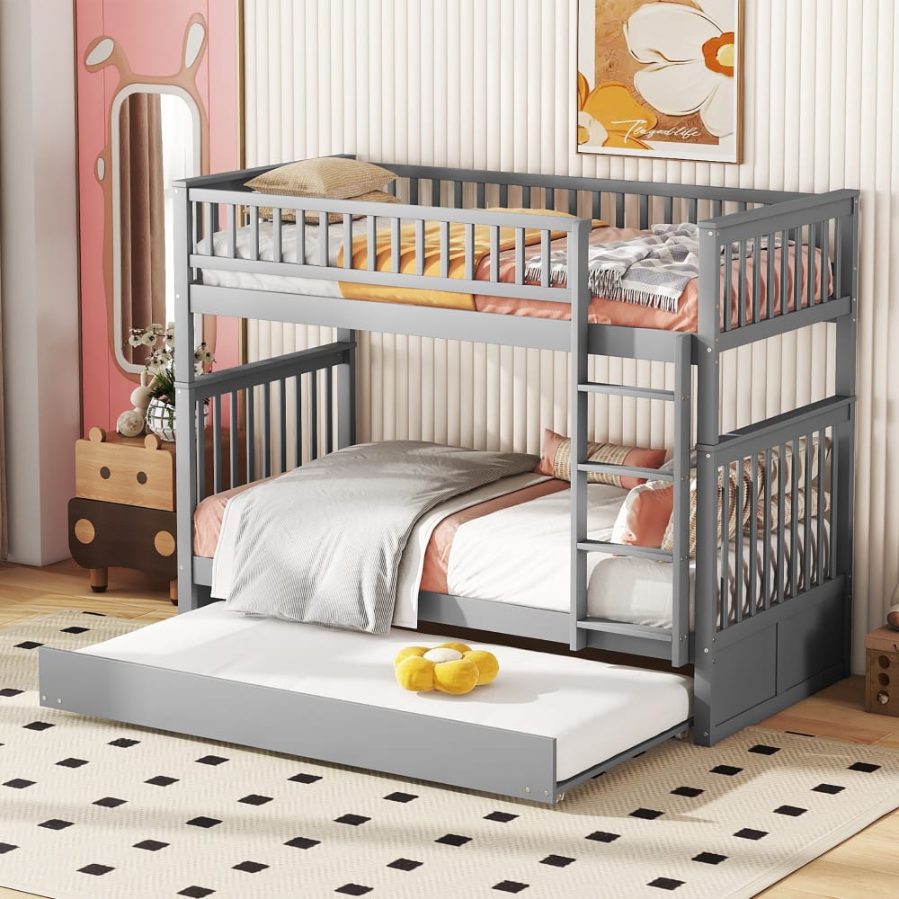 Etagenbett aus Kiefer mit Ausziehbett 90x200 cm,grau - Maisons Du