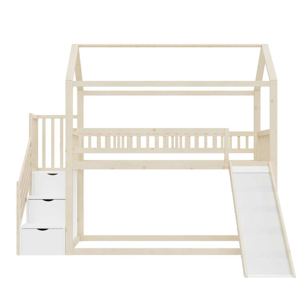 Lit superposé en bois - rangement