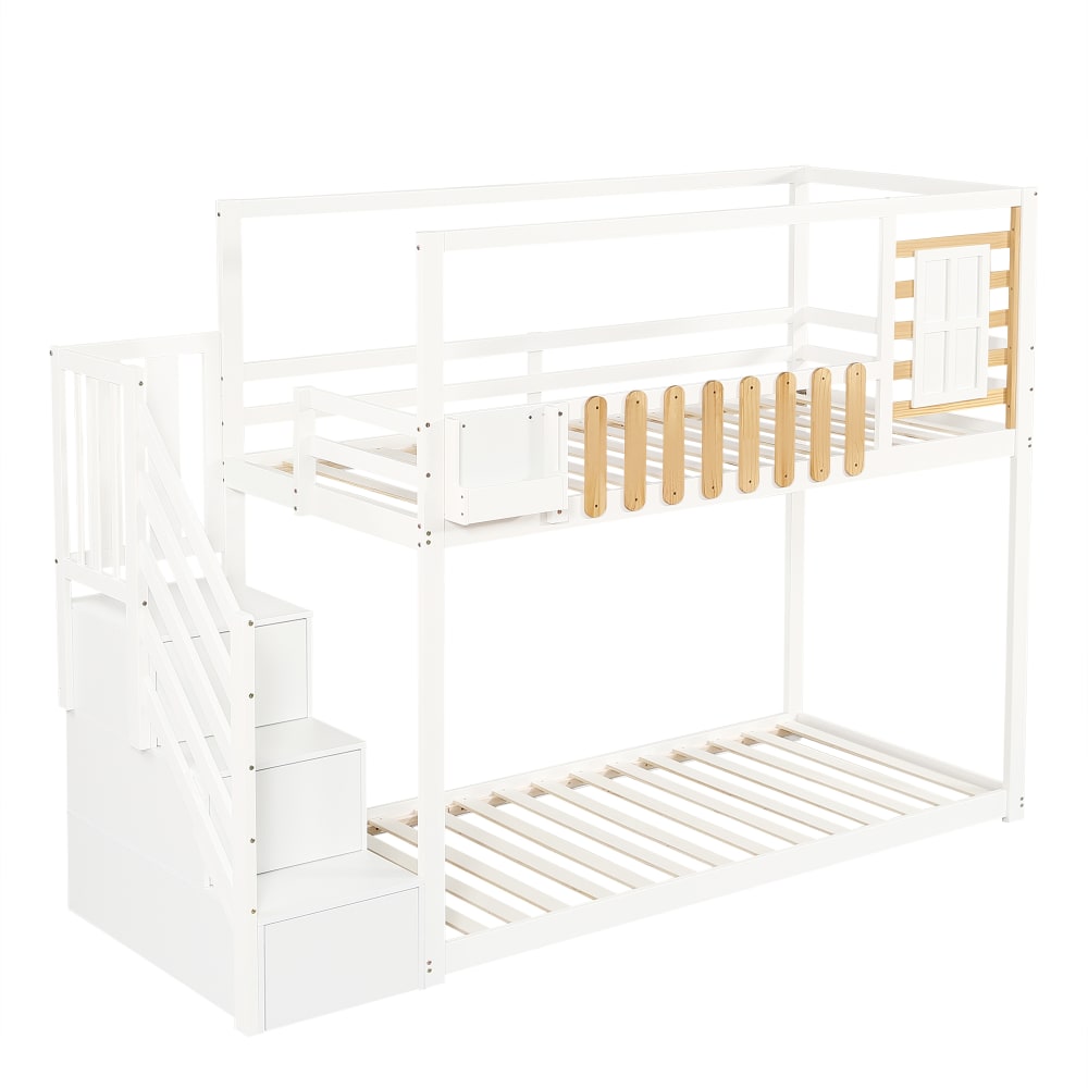 Lit superposé en pin - blanc