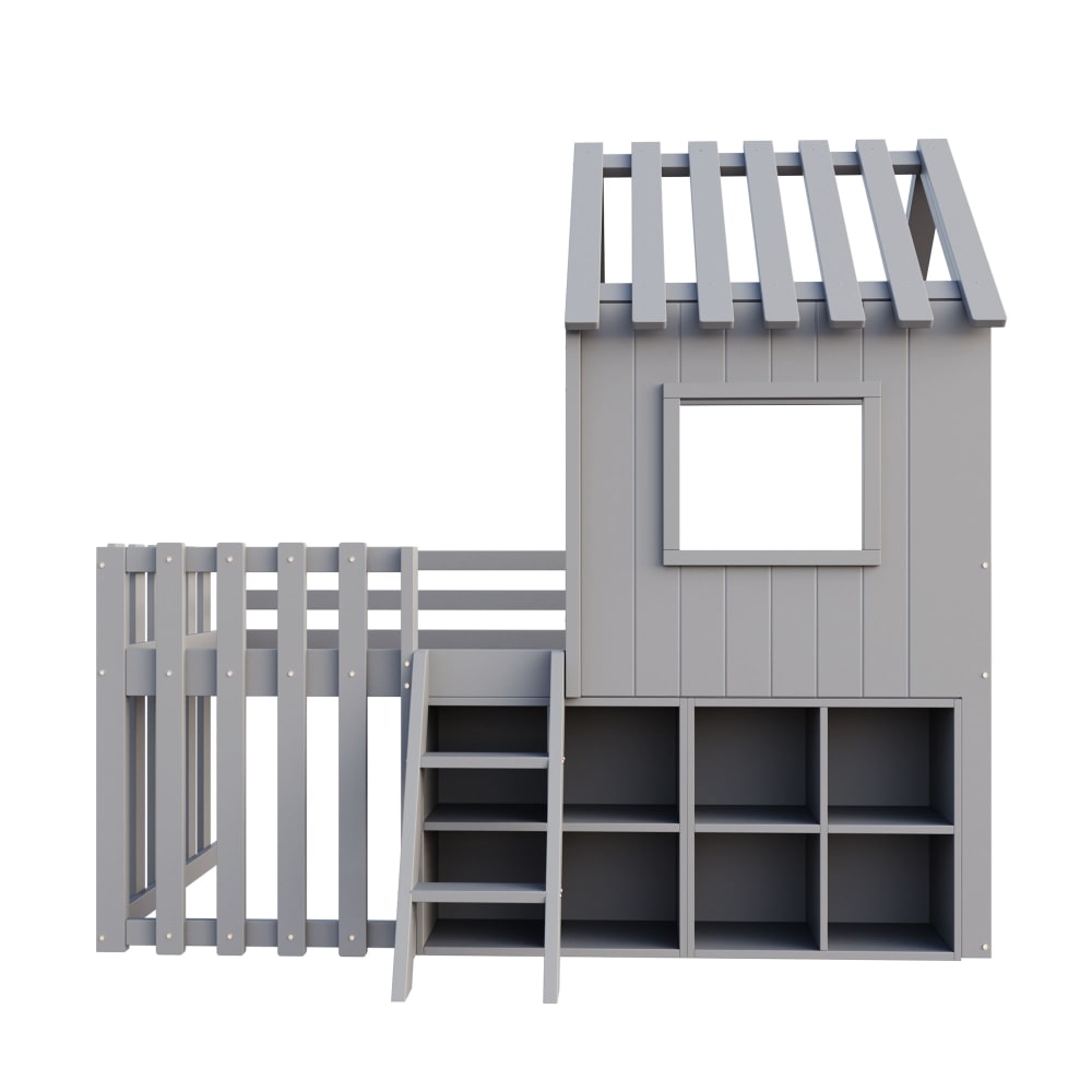 Lit enfant en bois gris