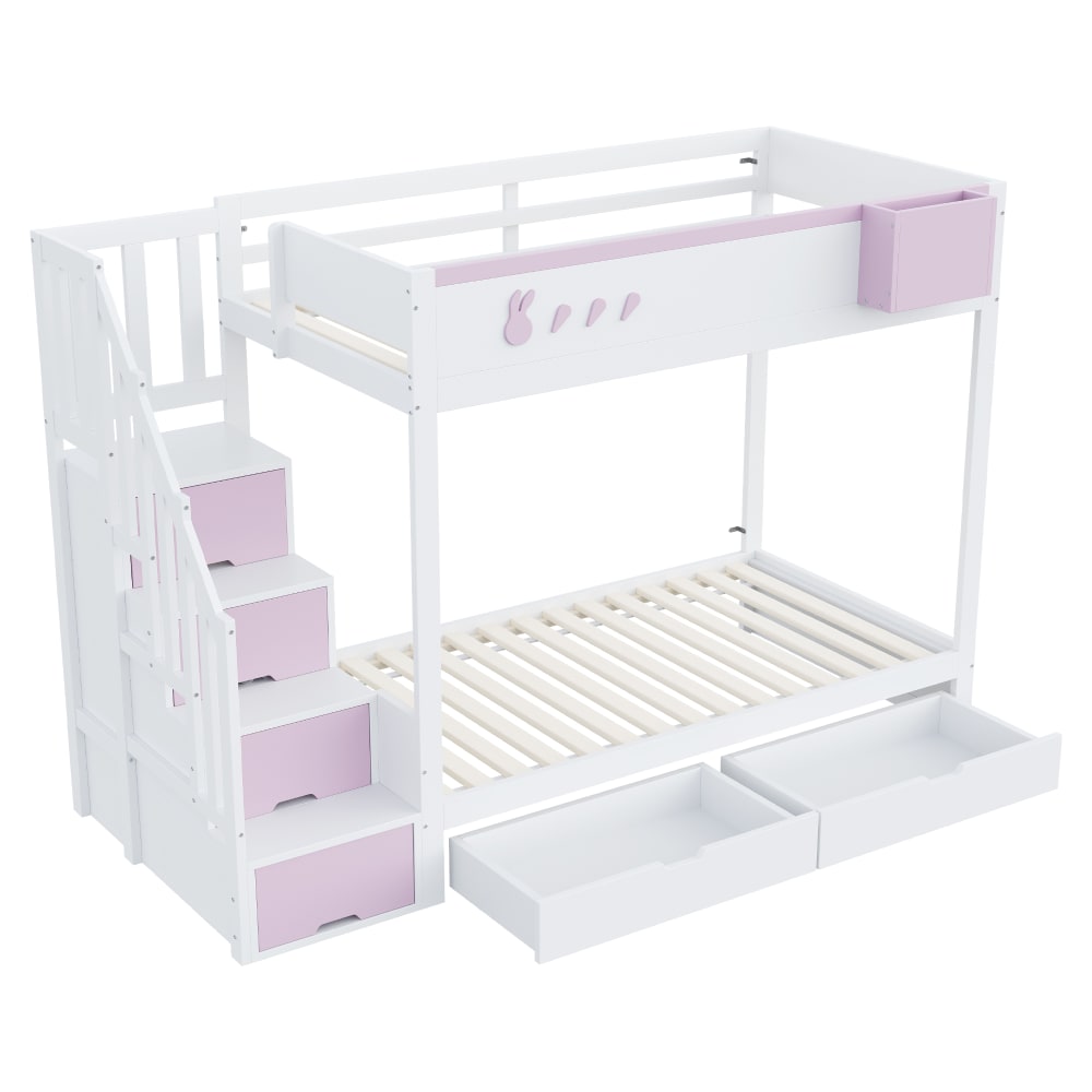 Lit superposé en bois - rangement