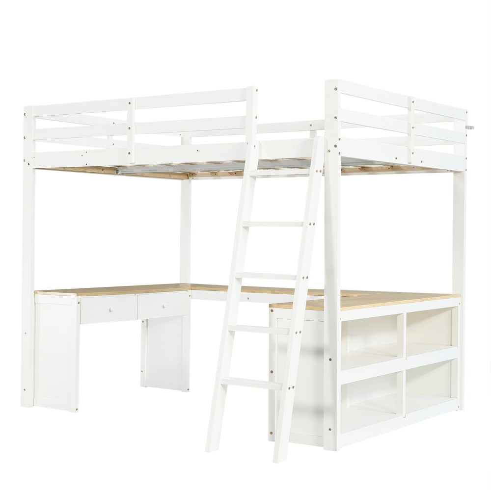 Hochbett 140x200 cm aus Kiefer mit U-förmigem