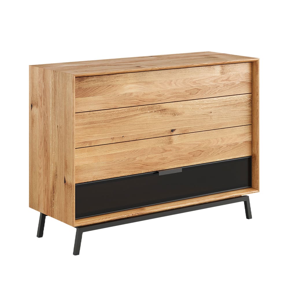 Feldmann-Wohnen Kommode mit Schubladen aus Massivholz 121x45x90cm, eiche natur style modern Braun