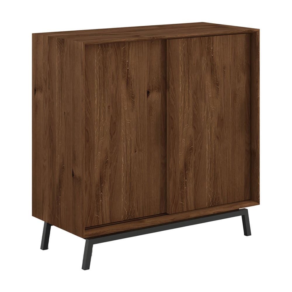 Feldmann-Wohnen Weinregal mit Schiebetüren aus Massivholz 101x45x101cm, eiche tabak style modern Braun