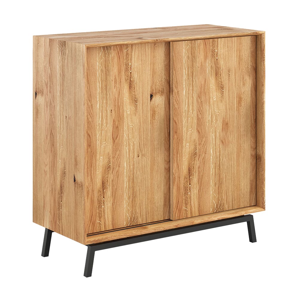Feldmann-Wohnen Weinregal mit Schiebetüren aus Massivholz 101x45x101cm, eiche natur style modern Braun