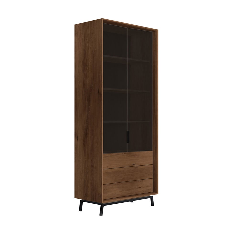Feldmann-Wohnen Vitrine modernes Design aus Massivholz 100x45x200cm, eiche tabak style modern Braun