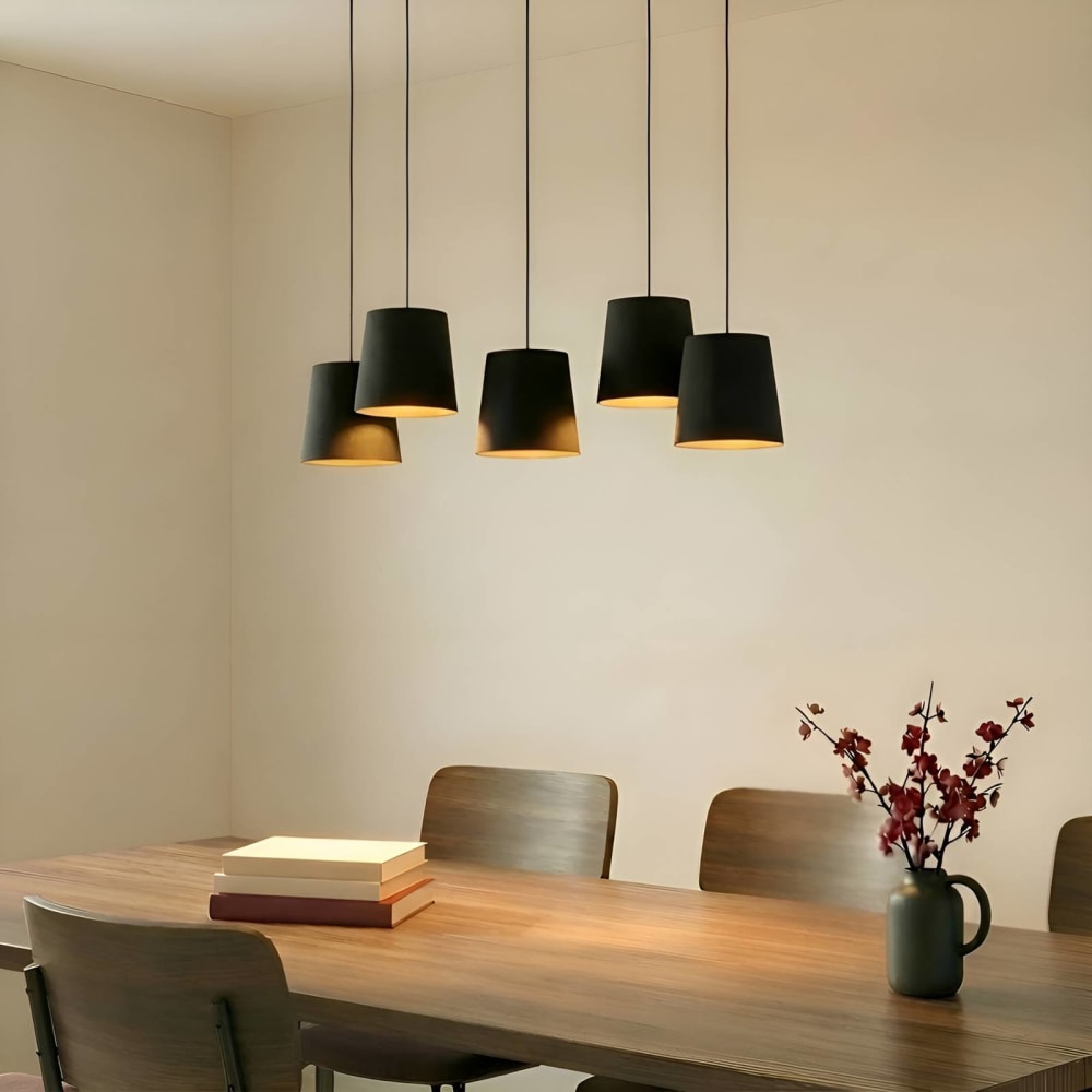 lampara de techo de textura tela tejido seda negro
