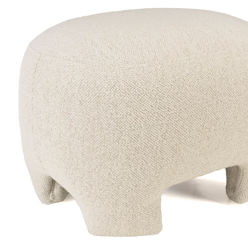 Pouf forme design en tissu petite bouclette beige
