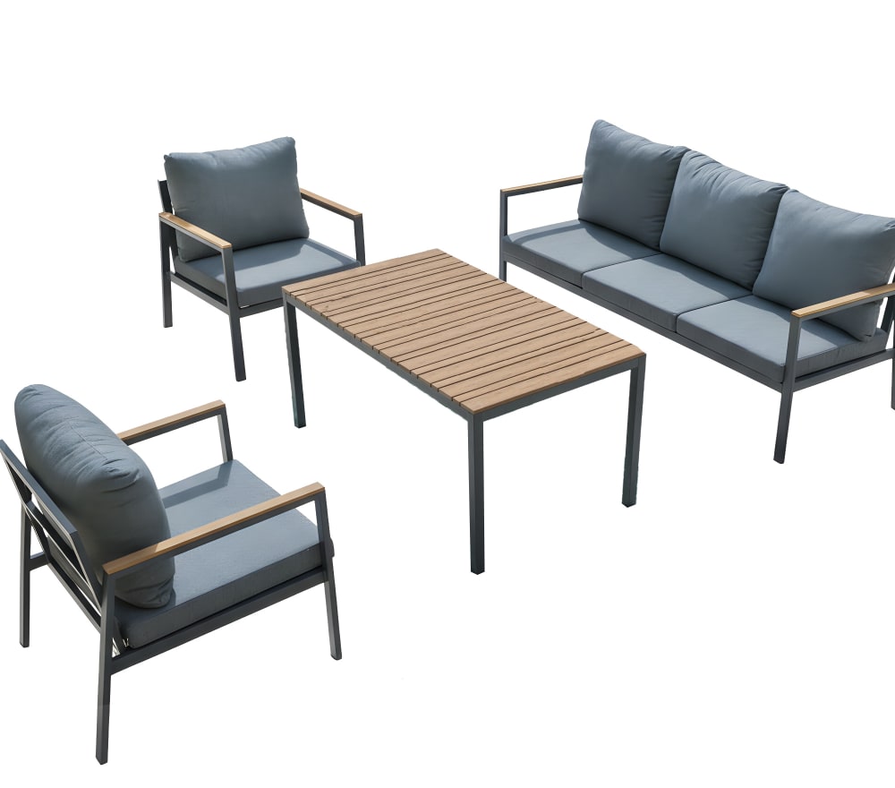 Salon de jardin 5 places en acier  anthracite