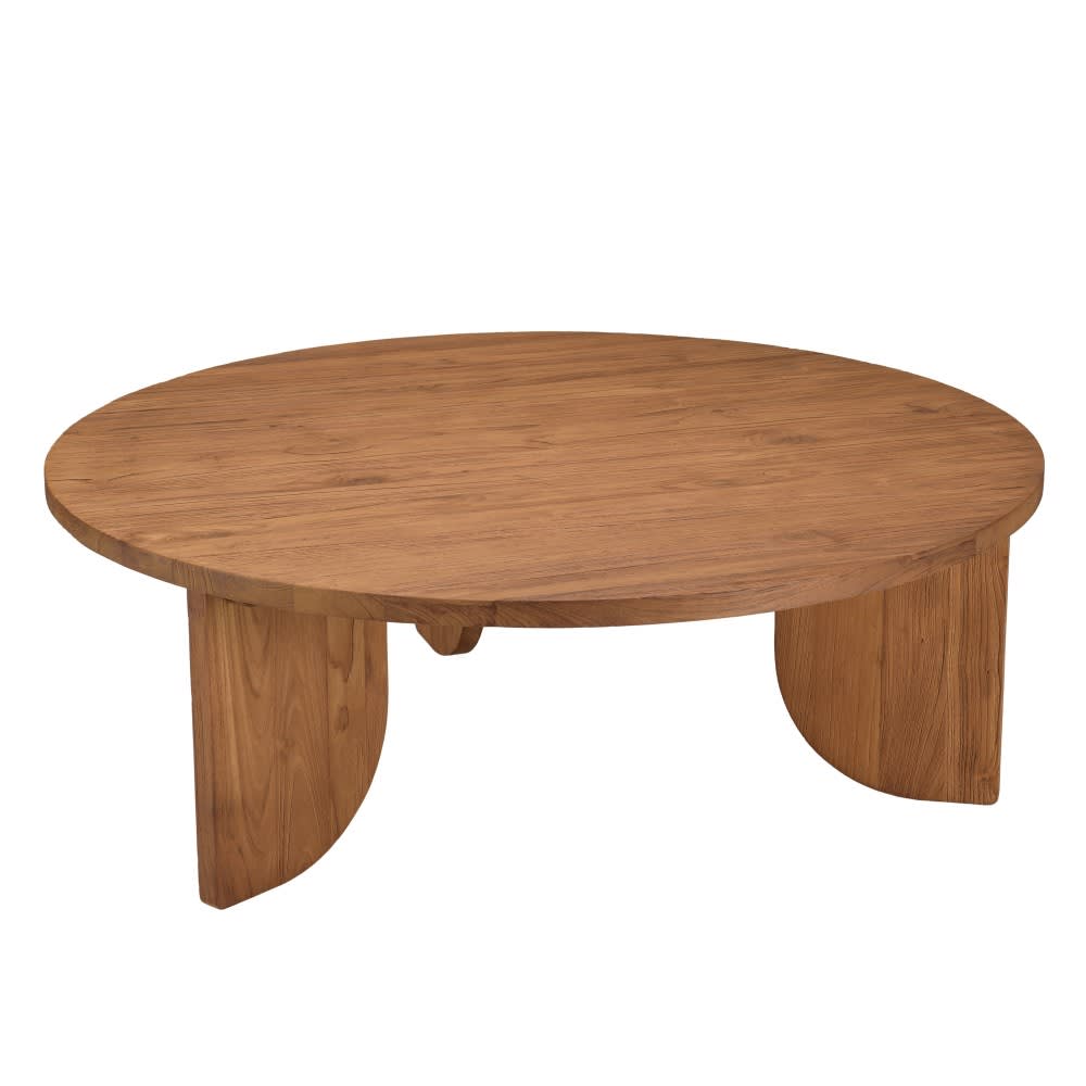 Table basse ronde en bois de teck recyclé D100