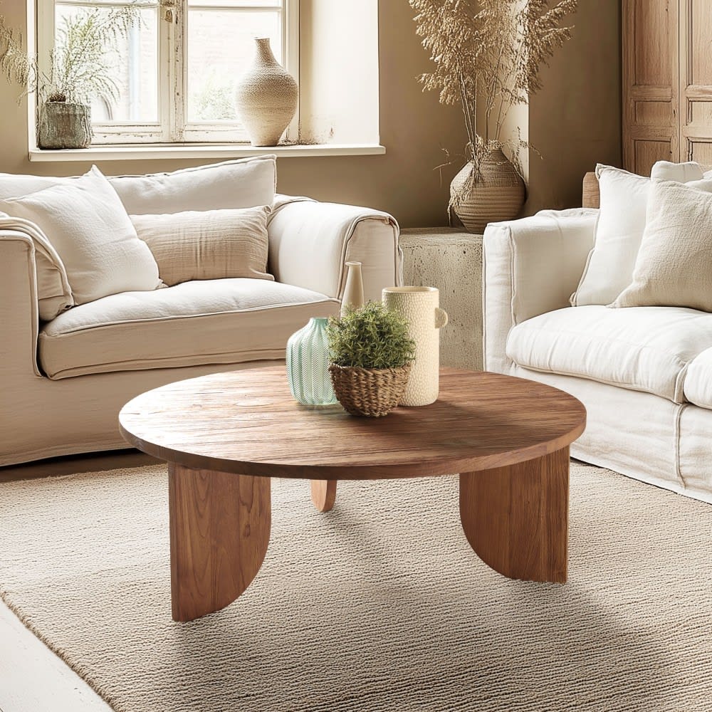 Runder Couchtisch aus recyceltem Teakholz - Maisons Du Monde