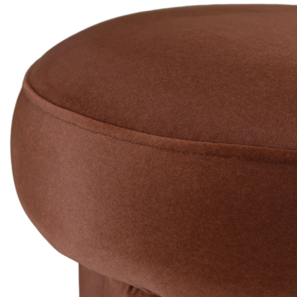 Pouf forme design en tissu effet velours marron