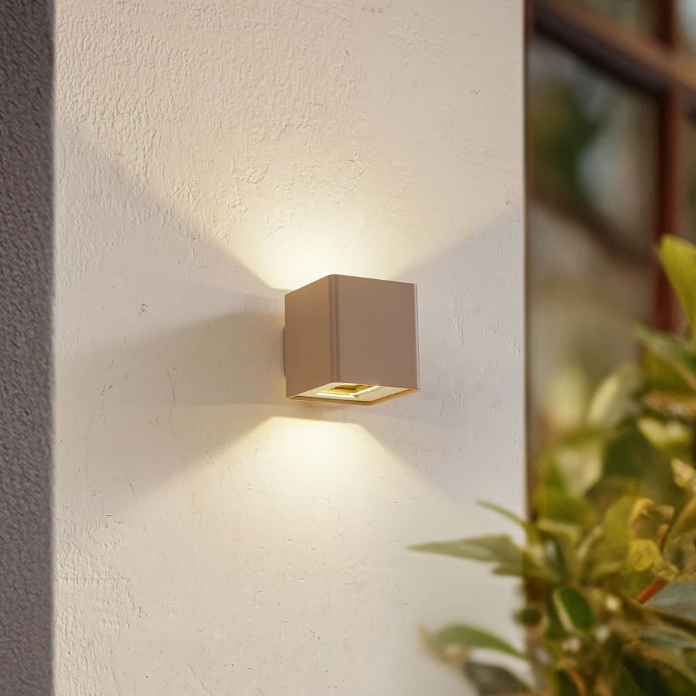 Lucande LED Außenwandleuchte aus Aluminium, creme style modern Beige Aluminium