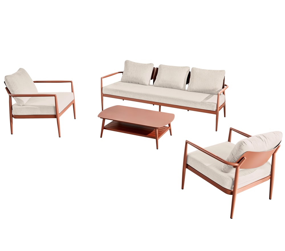 Salon de jardin 5 places en aluminium  brun