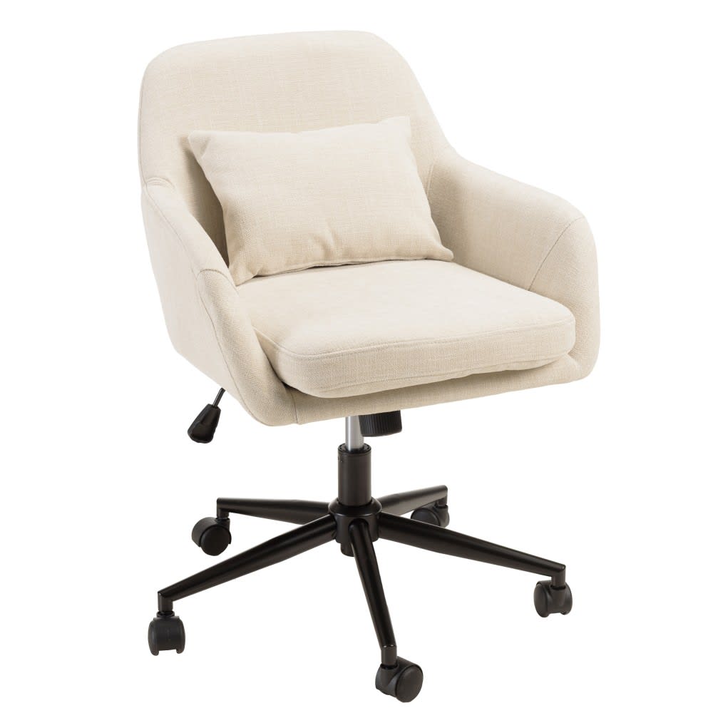 MACABANE Bürostuhl mit Rollen style classic chic Beige Stoff