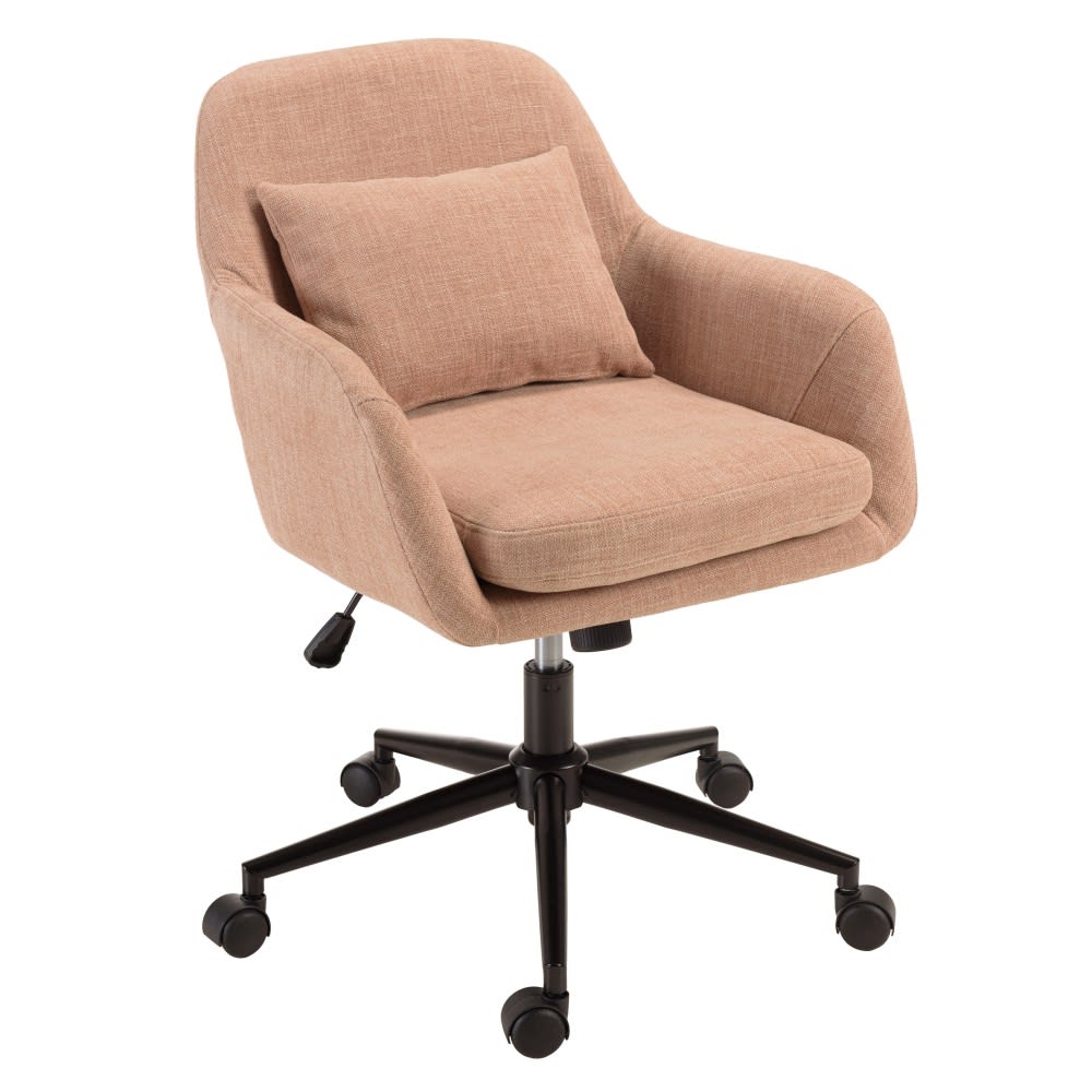 MACABANE Bürostuhl mit quadratischer Rückenlehne style classic chic Rosa Stoff