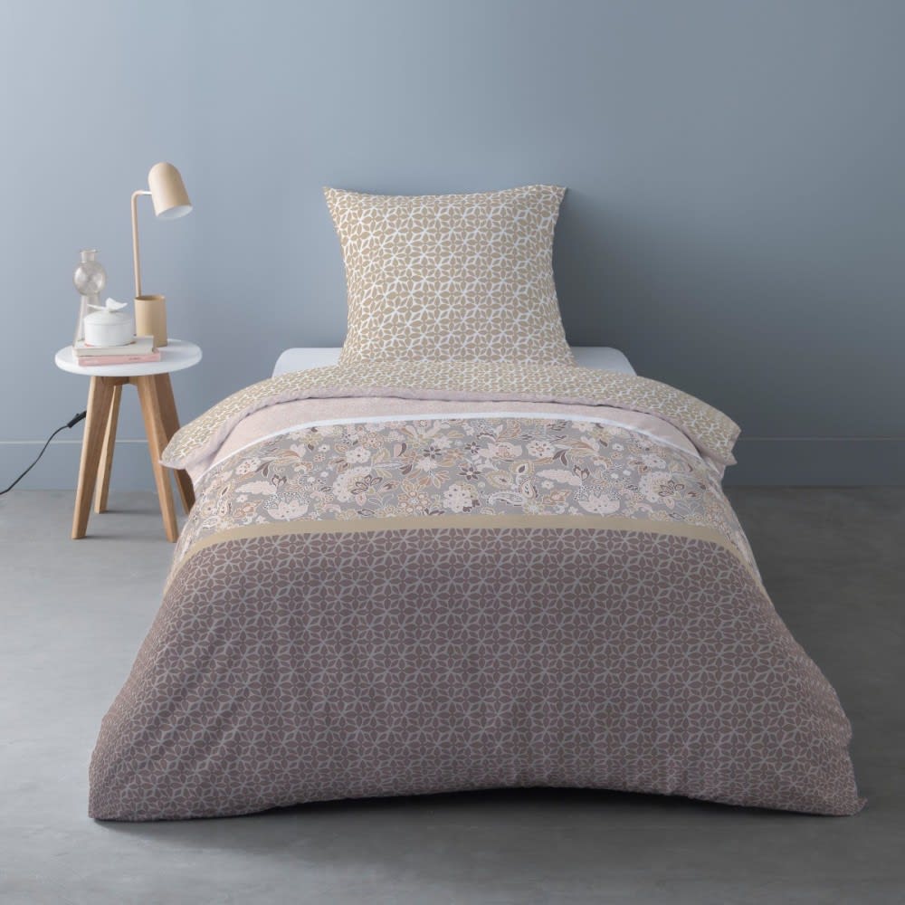 Parure de couette 100% coton flanelle imprimée 140x200 1 taie Parure de couette 100% coton flanelle imprimée 140x200 1 taie