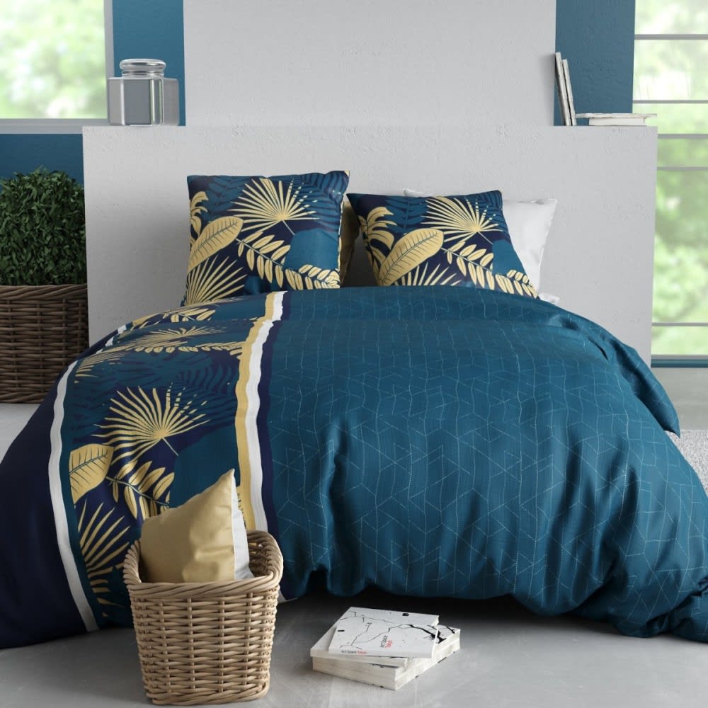 Parure de couette 100% coton 57 fils imprimée 260x240cm 2 taies