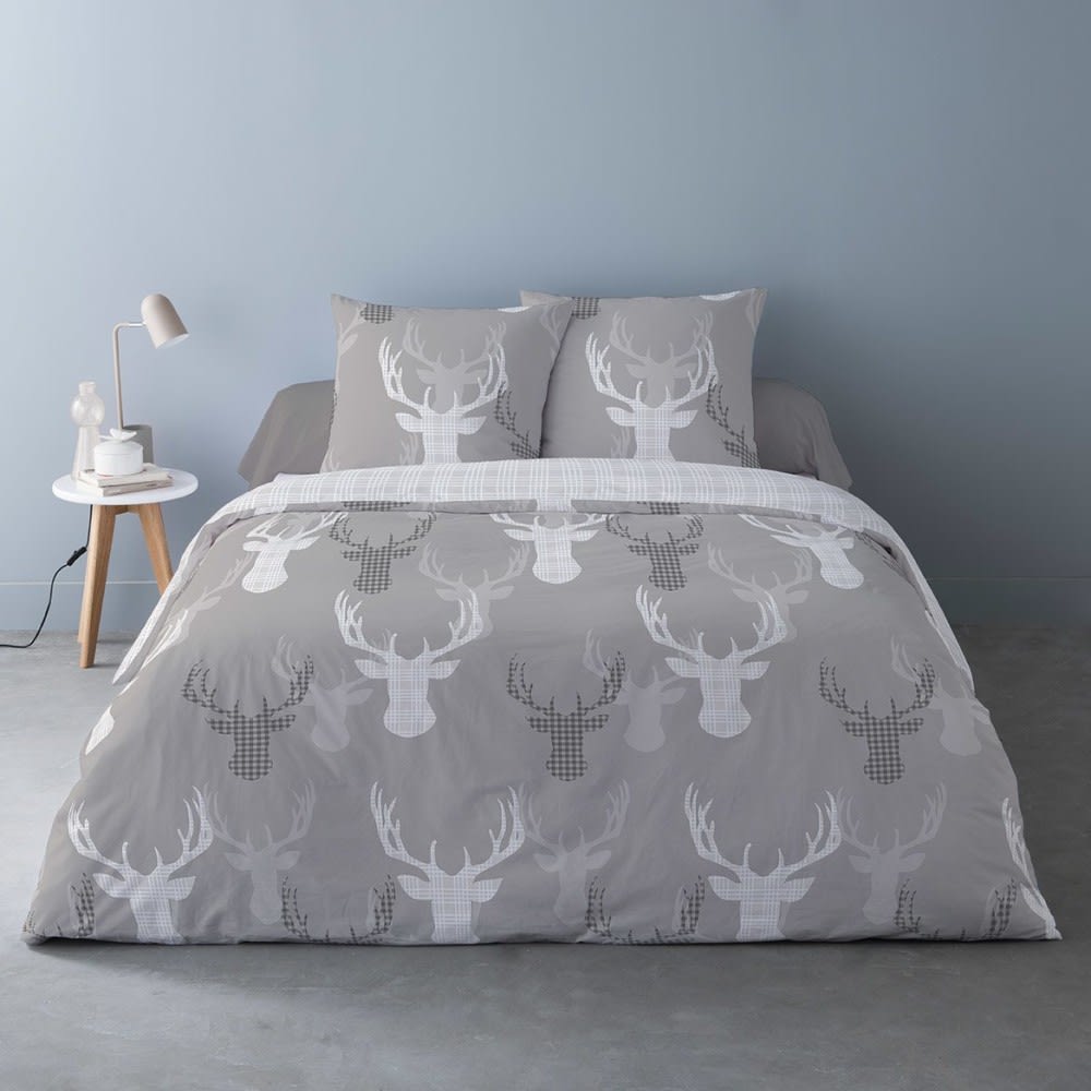 Parure de couette 100% coton flanelle imprimée 240x220cm 2 taies