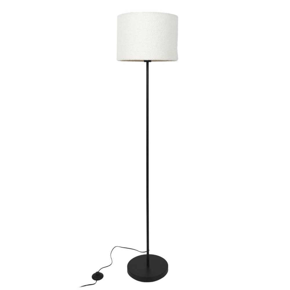 Lampadaire en métal noir avec abat jour en bouclette Lampadaire en métal noir avec abat jour en bouclette