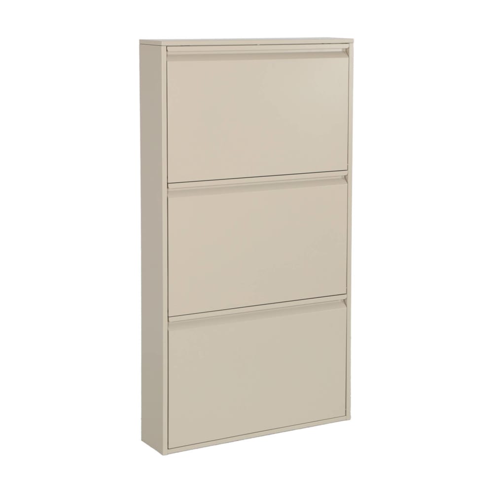 Meuble à chaussures métal crème 3 abattants, 9 paires