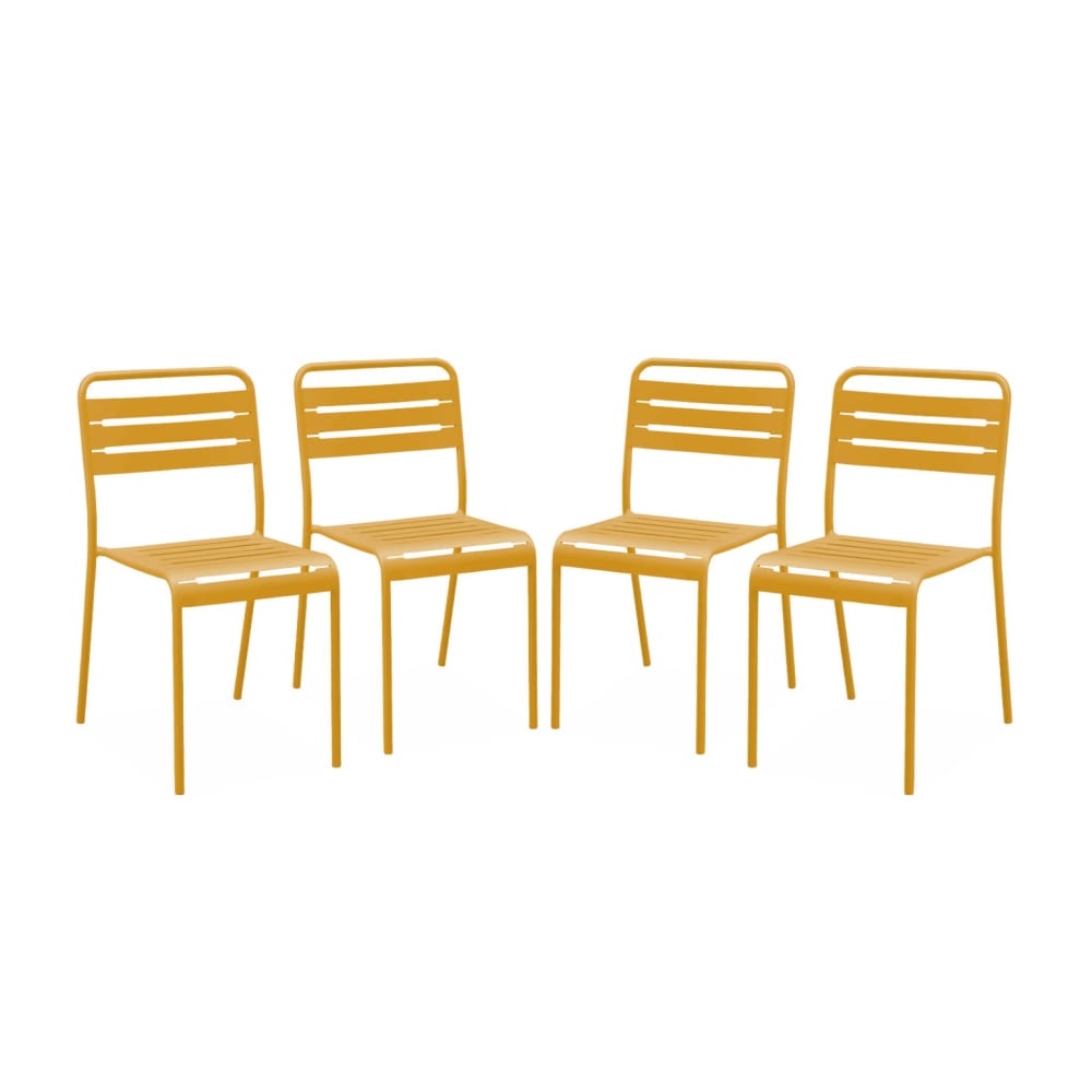 Lot 4 chaises jardin, - ocre