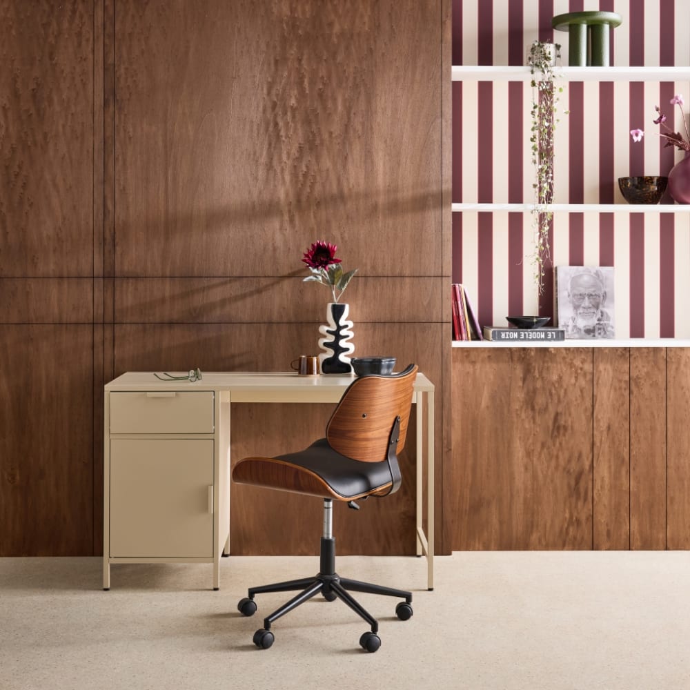 sweeek Kinder-Schreibtisch aus Stahl, beige, 1 Schublade style industrial Stahl Jugendliche