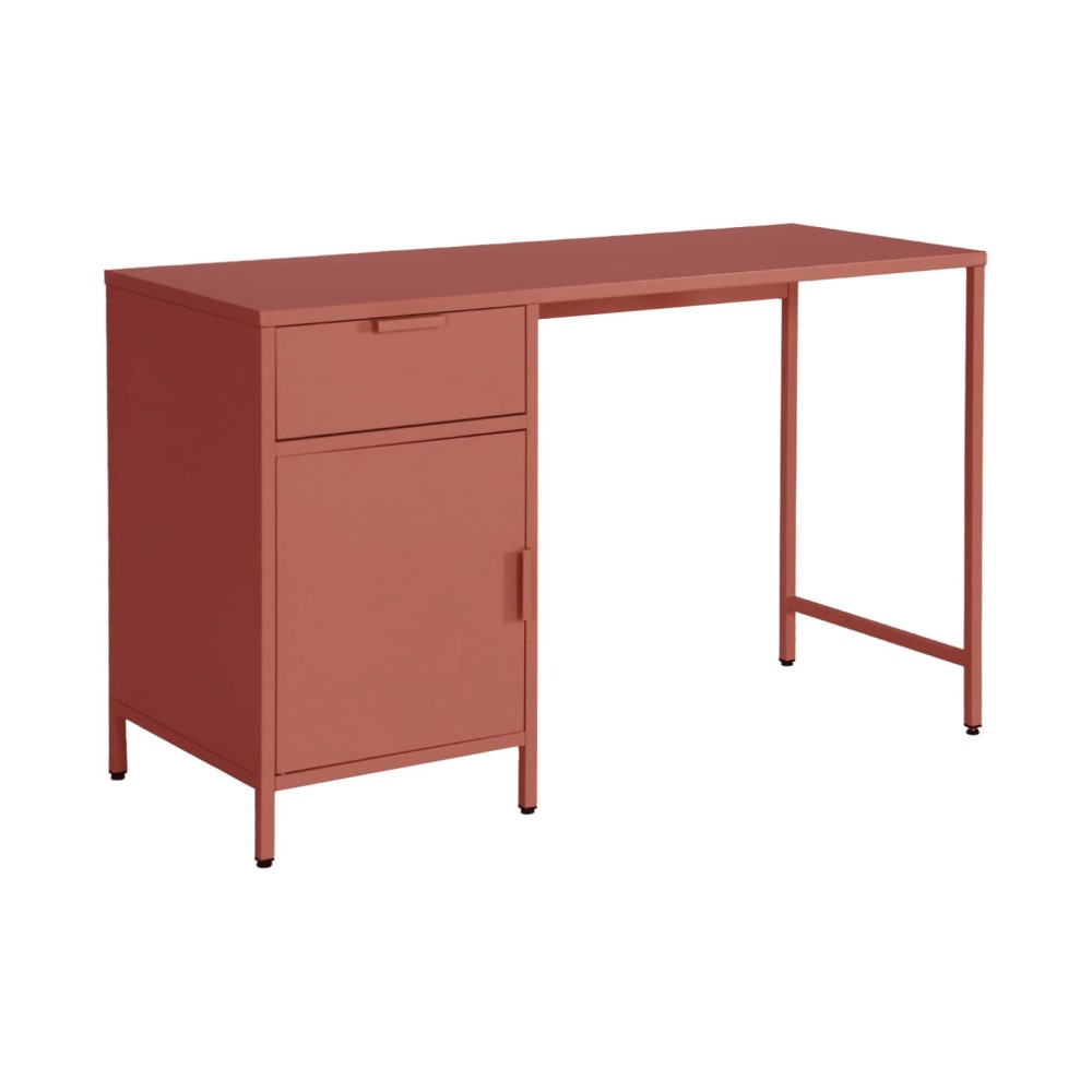 Bureau enfant acier laminé 1 tiroir, terracotta