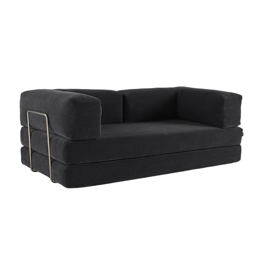 Canapé vintage convertible 3 places velours côtelé anthracite et