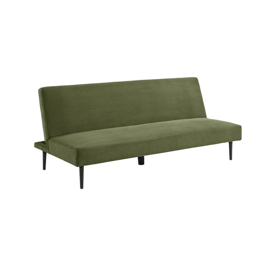 Canapé banquette convertible 3 places velours côtelé kaki