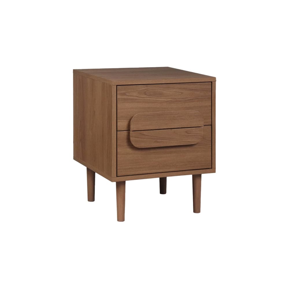 Table de chevet vintage décor bois de noyer 2 tiroirs