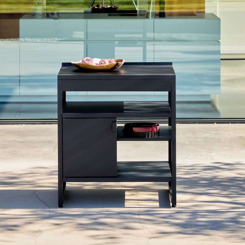 sweeek Außenküche Stahl 1 Tür 3 Regale B 80 cm schwarz - Stahl