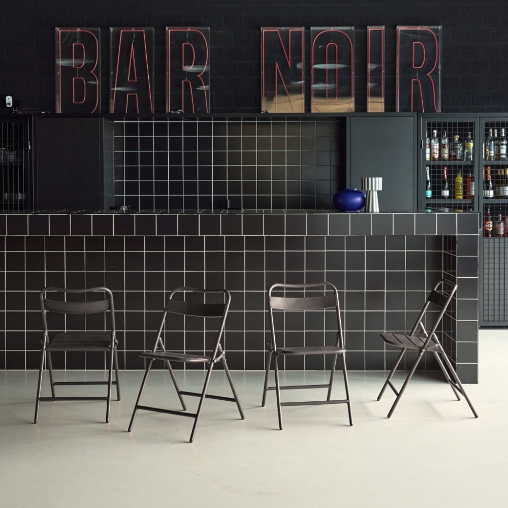 Lot de 4 chaises de jardin pliante acier anthracite