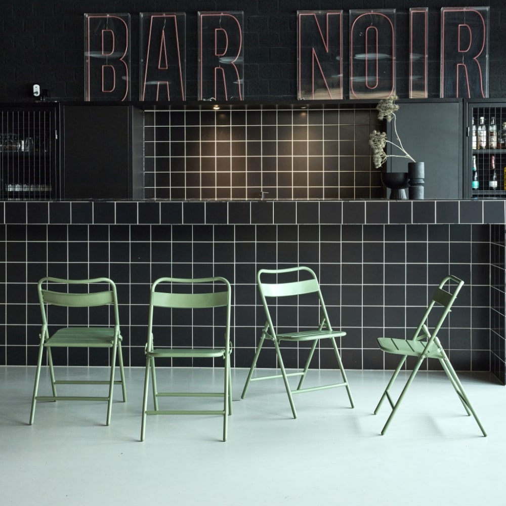 Lot de 4 chaises de jardin pliante acier vert