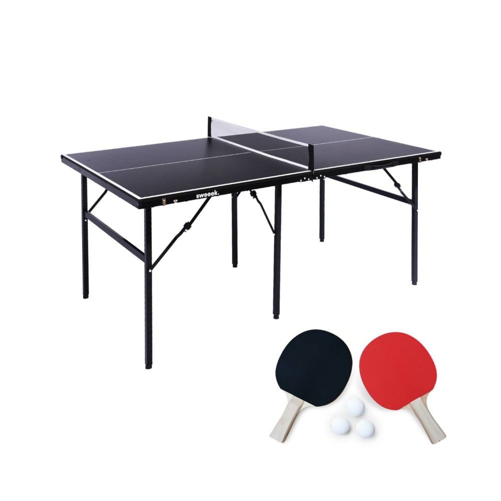 Indoor-Tischtennisplatte mittelgroß, schwarz, klappbar - Maisons