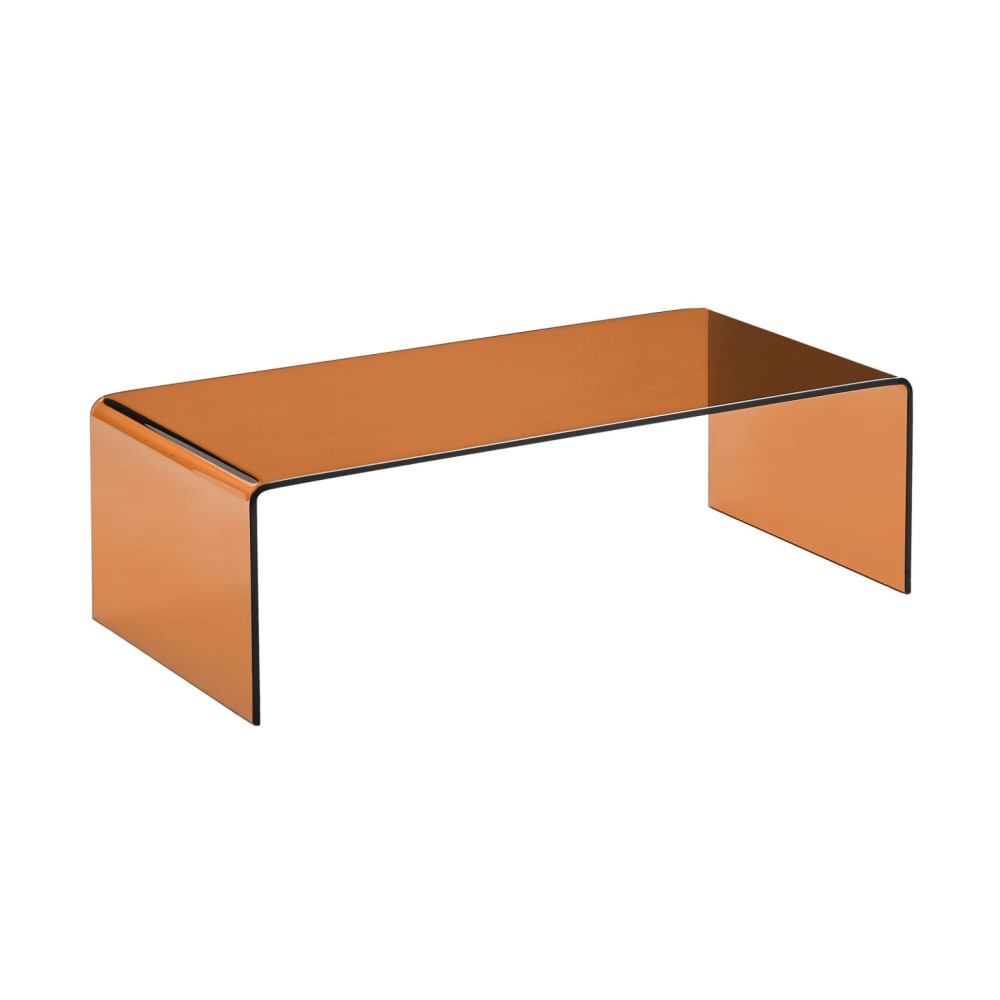 Table basse rectangulaire verre trempé 110cm ambre
