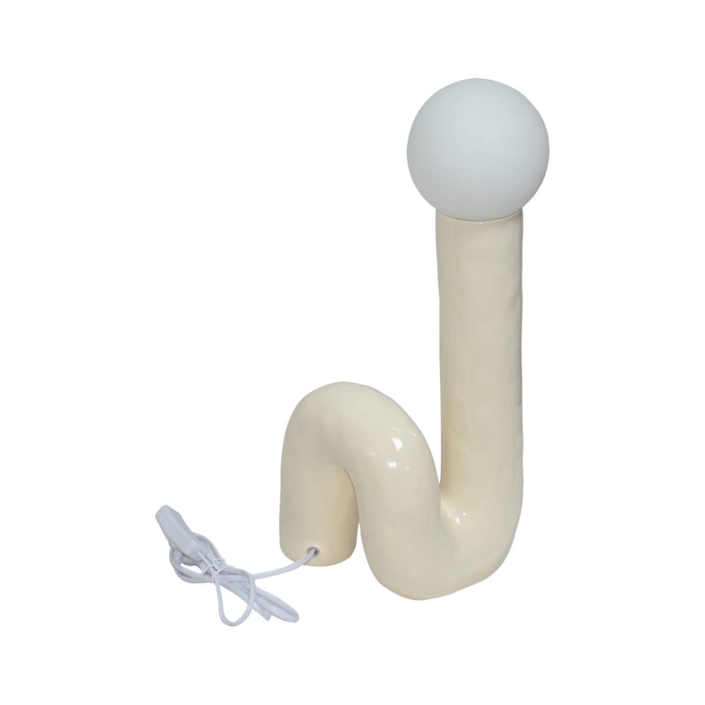 Lampe de table organique céramique vernis crème h 45cm