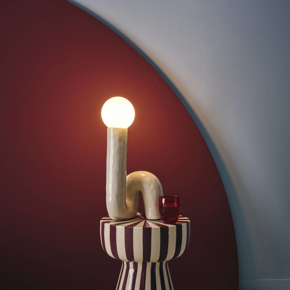 Lampe de table organique céramique vernis crème h 45cm — vue 4